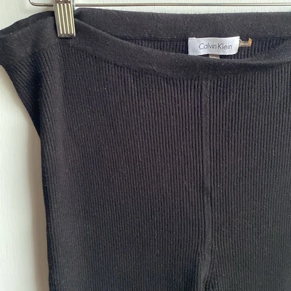 Calvin Klein Black Sweater Leggings Pants Ribbed Stretch material size Large - Picture 3 of 7